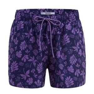 La Porte Men Large Purple‎ Aaron Swim Trunks in Block Print Beach Hawaiian Japan